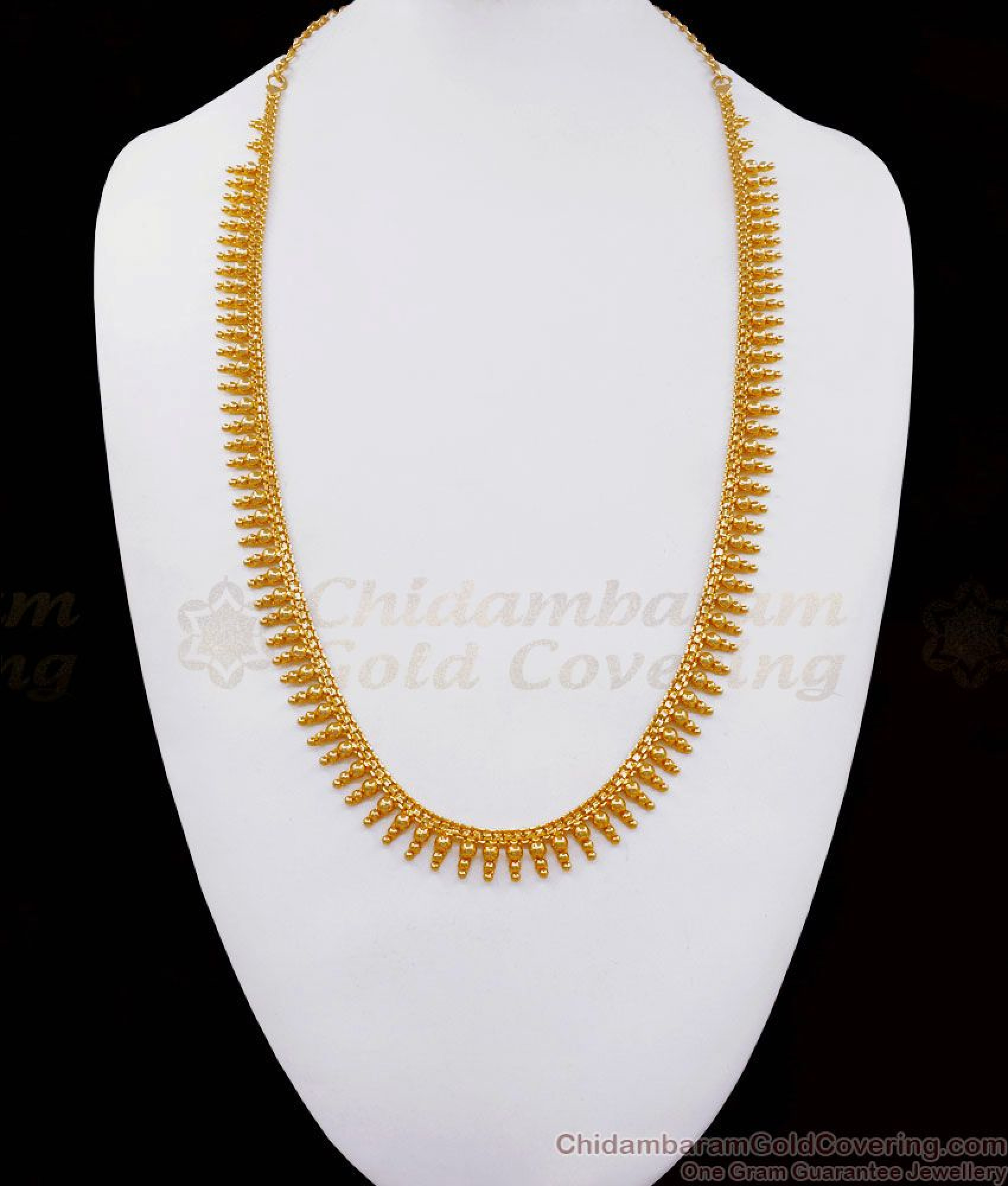 One Gram Gold Beaded Mullai Mottu Haram Design Shop Online HR2370