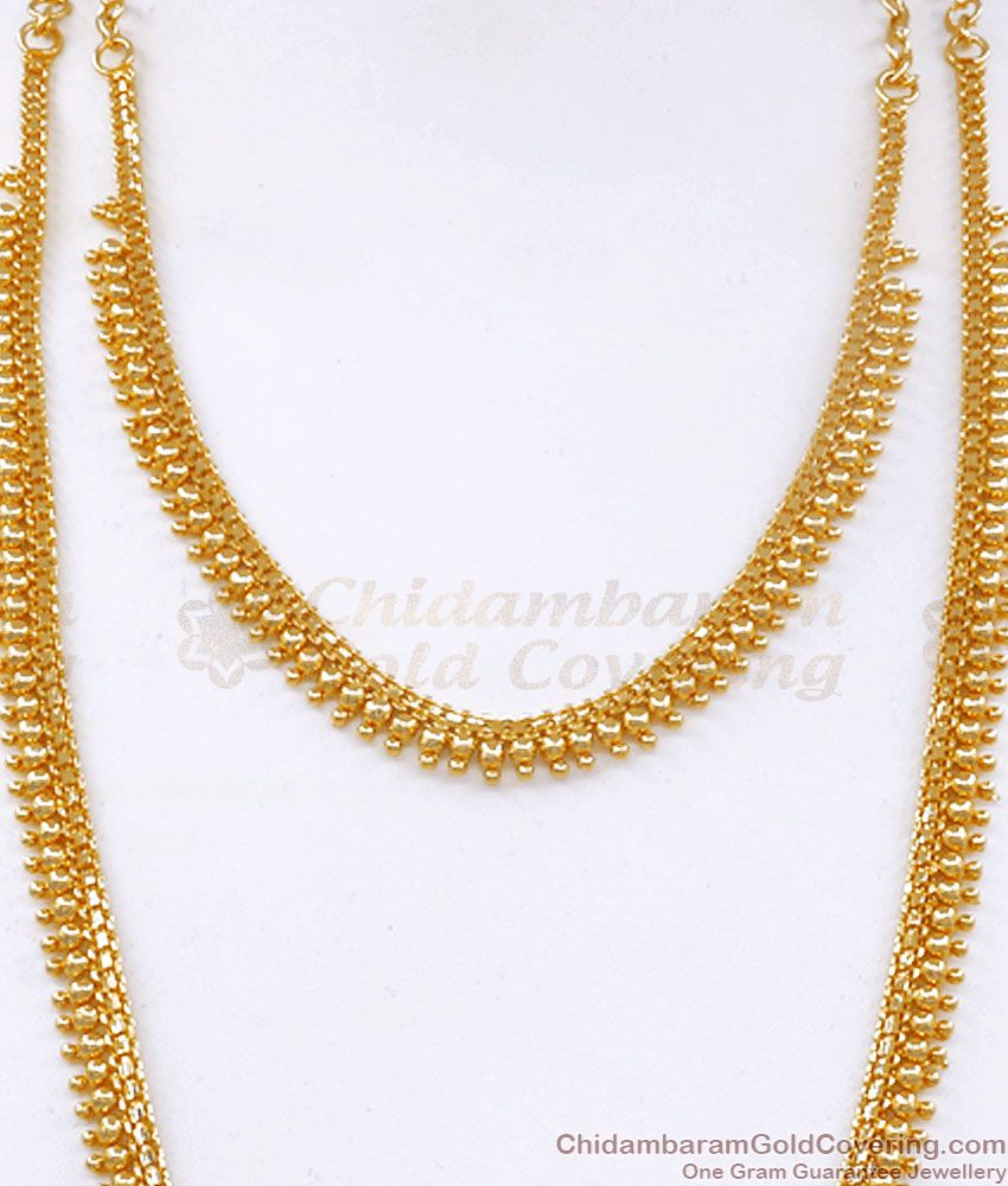 One Gram Gold Beads Plain Haram Necklace Combo Traditional Jewelry