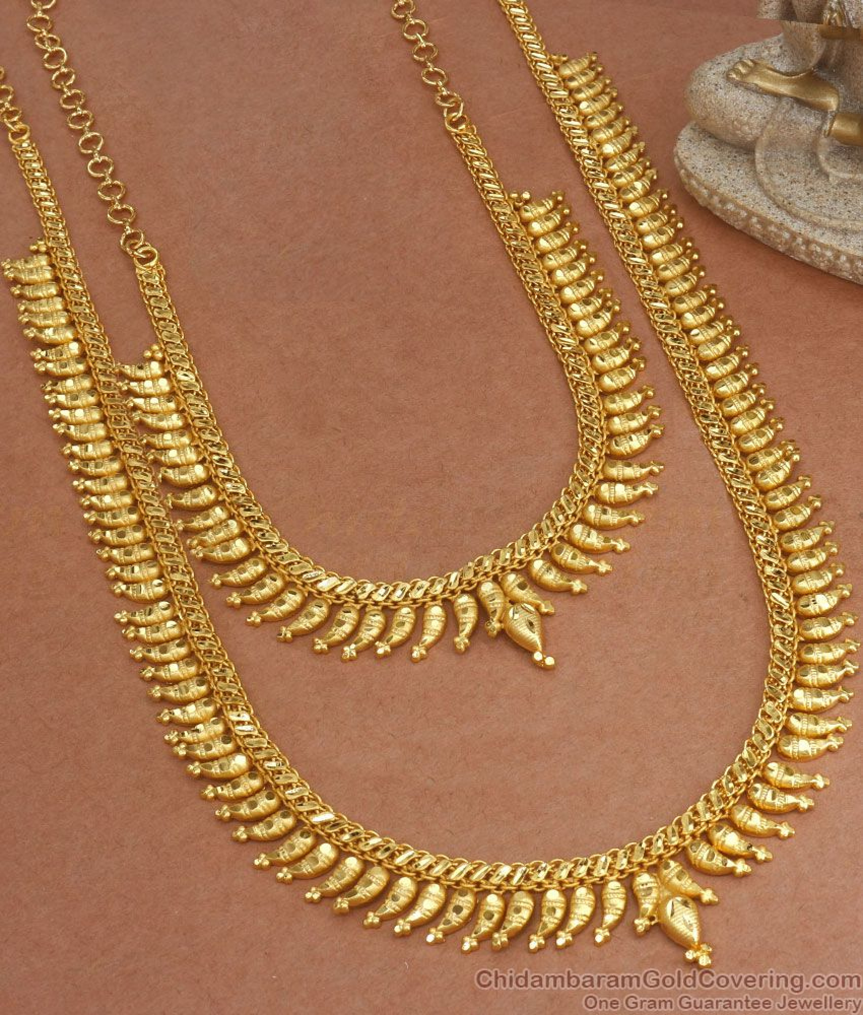 Matt Finish Forming Gold Mango Haram Necklace Mullaipoo Designs Hr