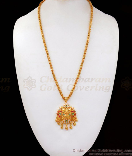 Multi Color Stone Lakshmi Model Big Gold Dollar Chain Bgdr