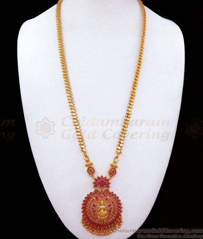 Grand Lakshmi Design Gold Dollar Chain Ruby Green Stone BGDR875