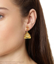 Ear Rings Studs Jhumka Ruby And American Stone Ad Stones Hanging