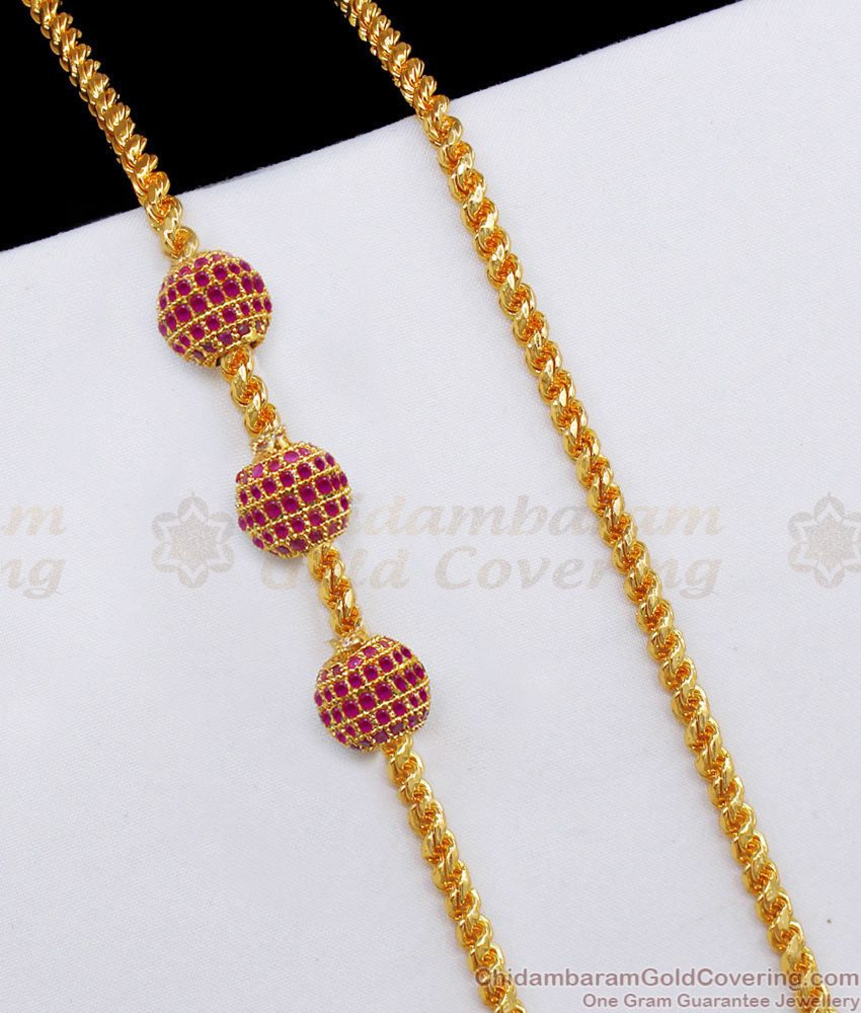 Traditional Three Balls Ruby Stone Mopu Thali Saradu Collections Online