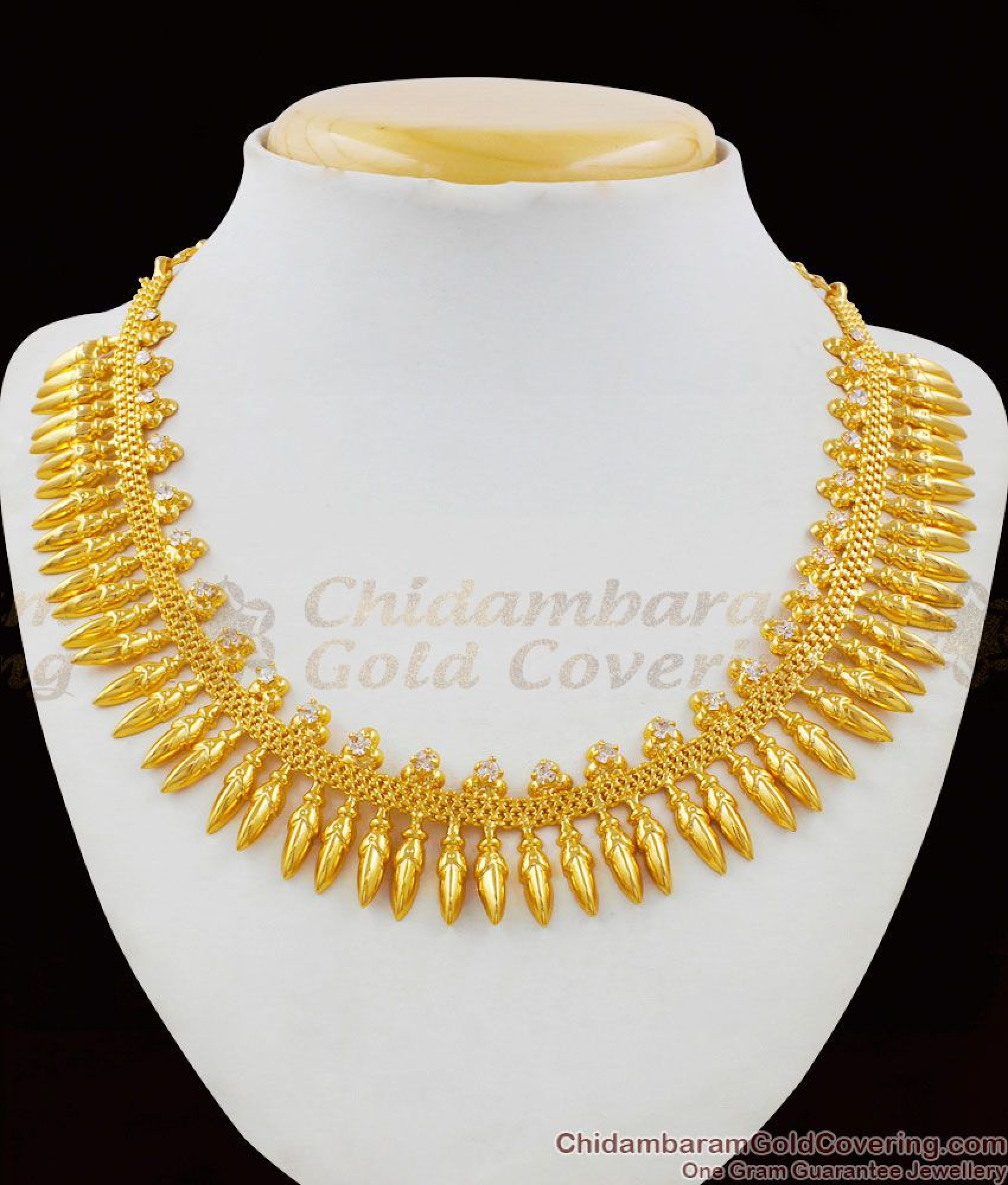 Sparkling White Stone Kerala Mullaipoo Handmade Necklace Collection