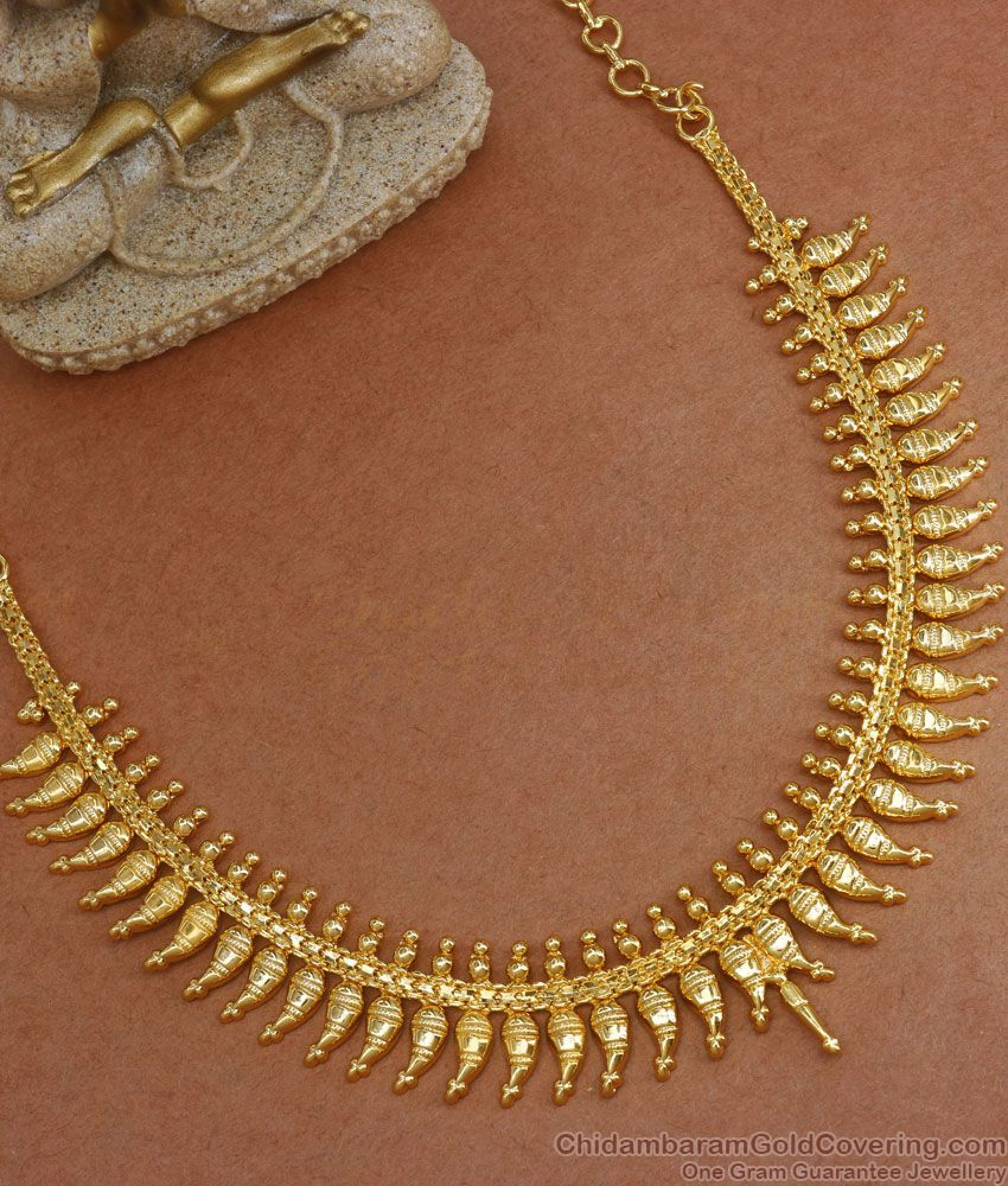 Kerala Tradition Gold Plated Necklace Mullaipoo Pattern Nckn