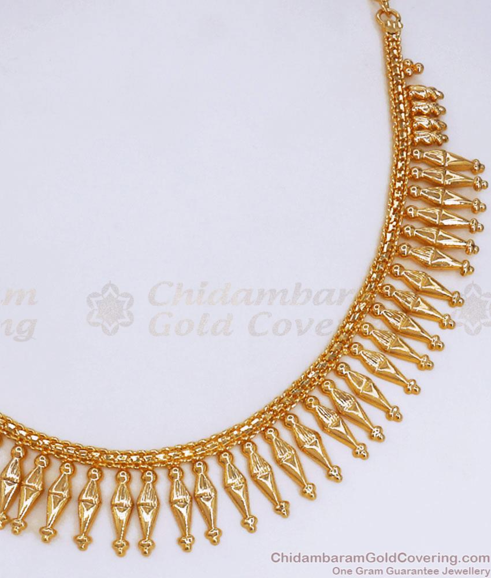 Traditional Plain Gold Mullaipoo Necklace Kerala Jewelry Collections