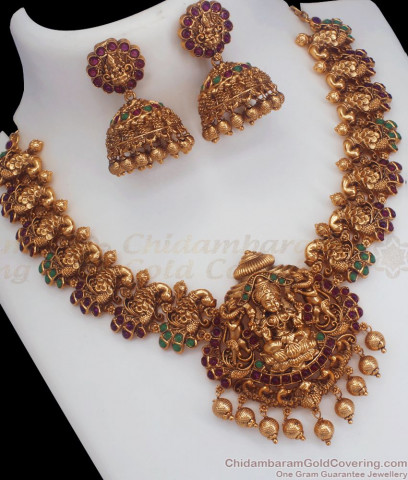 Light Weight Gold Plated Necklace Mullaipoo Design NCKN2749