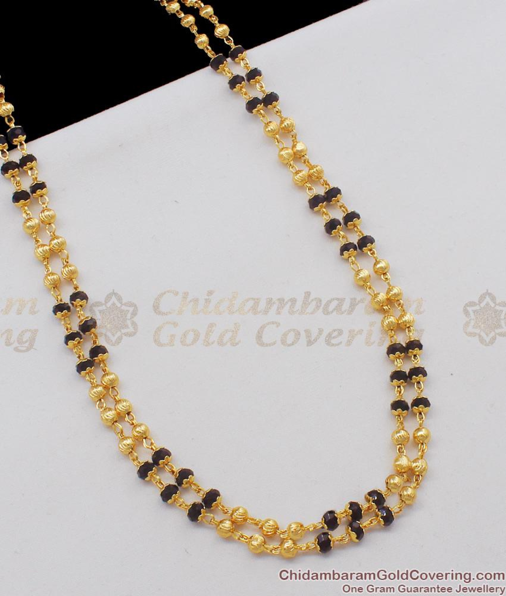 CCRY15 - 24 Inches Double Line One Gram Gold Chain With Black Crystal ...