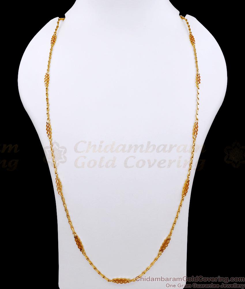 CGLM118-Lg 30 Inch Long Traditional One Gram Gold Chain Wheat Thali For Women