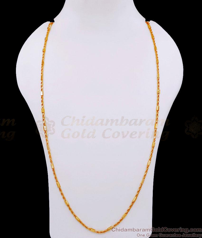 CGLM125-Lg 30 Inch Long Shiny Gold Plated Chain Twisted Box Design With Price