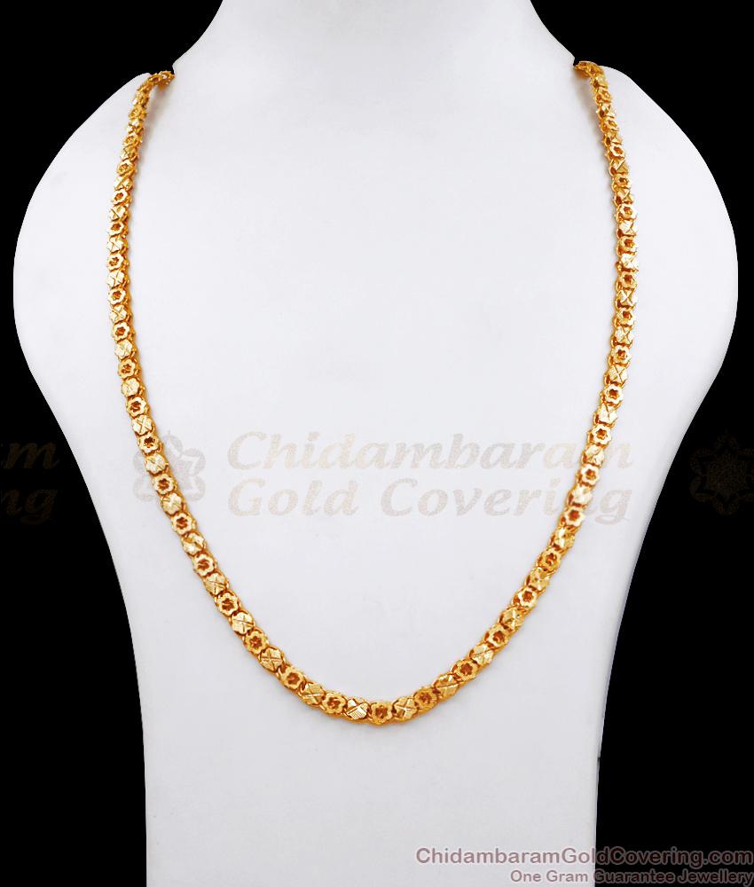 CHRT86 Intricate Thick Floral Design Gold Chain for Women