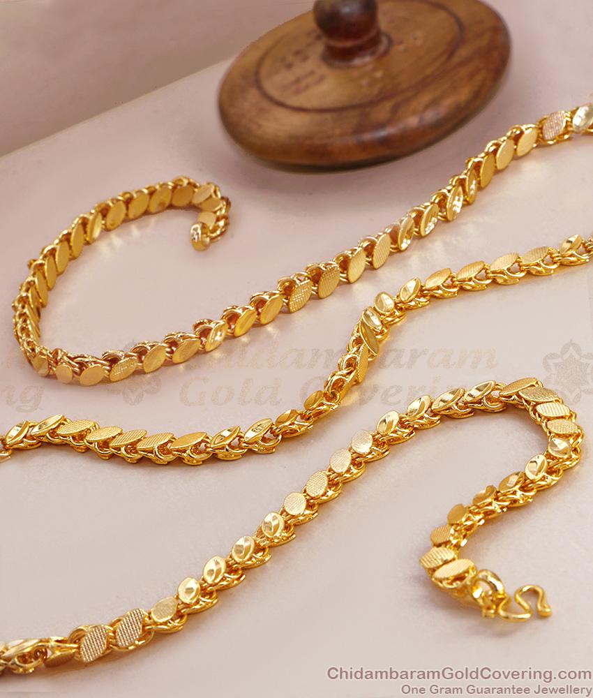 CHRT87 24 Inches Latest One Gram Gold Chain Leaf Design