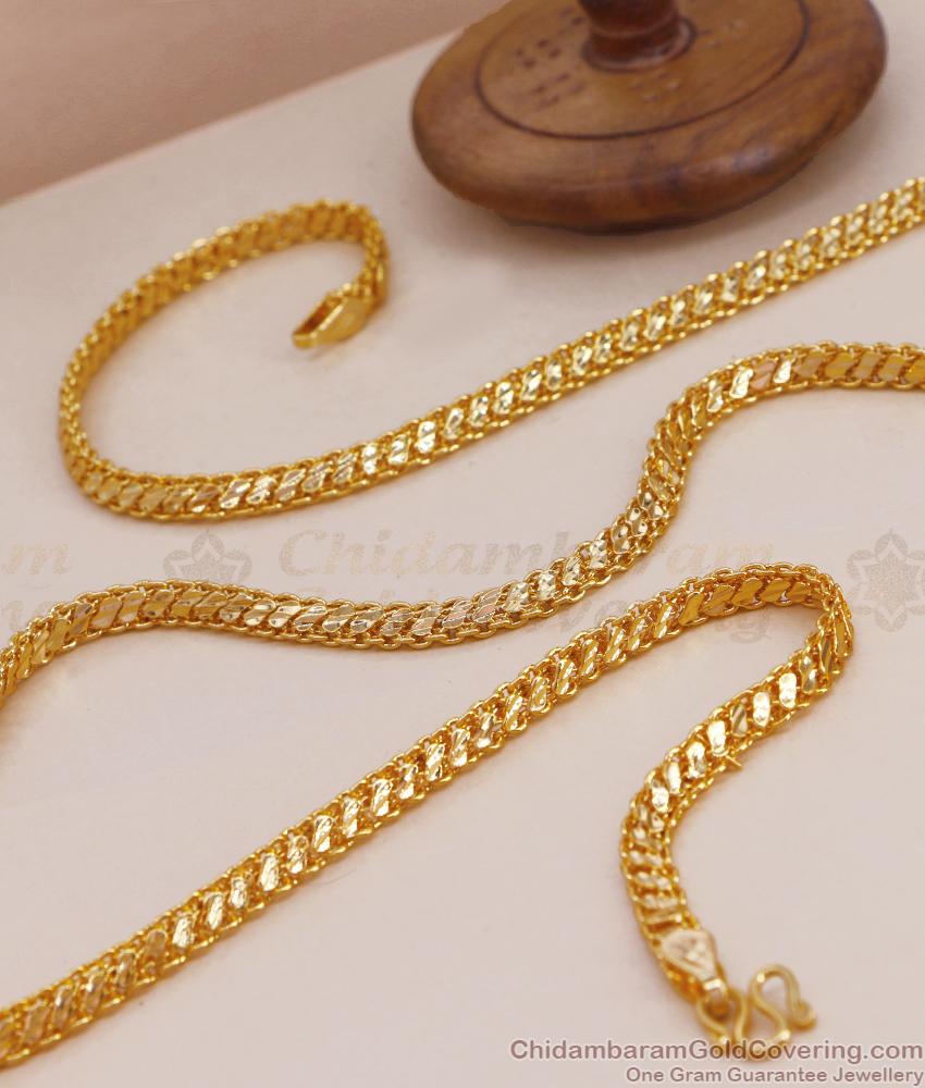 CHRT89-LG 30 Inch Long Broad Andhra Designs Gold Chain Regular Use Collections