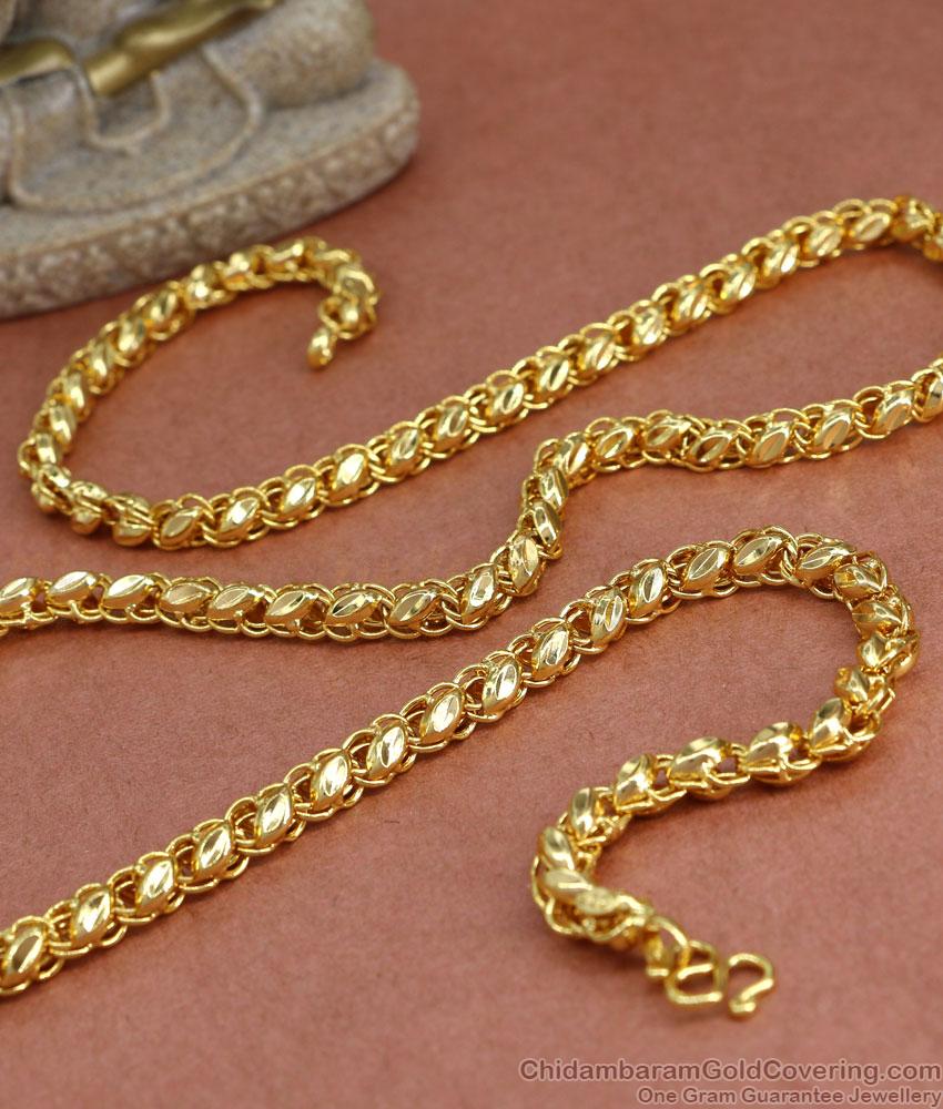 CHRT90 Real Gold Design Leaf Cutting Gold Chain Guaranteed Jewelry