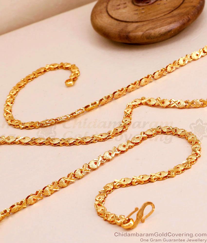 CHRT93-Lg 30 Inch Long Pure Gold Tone Chain Fish Charms Design