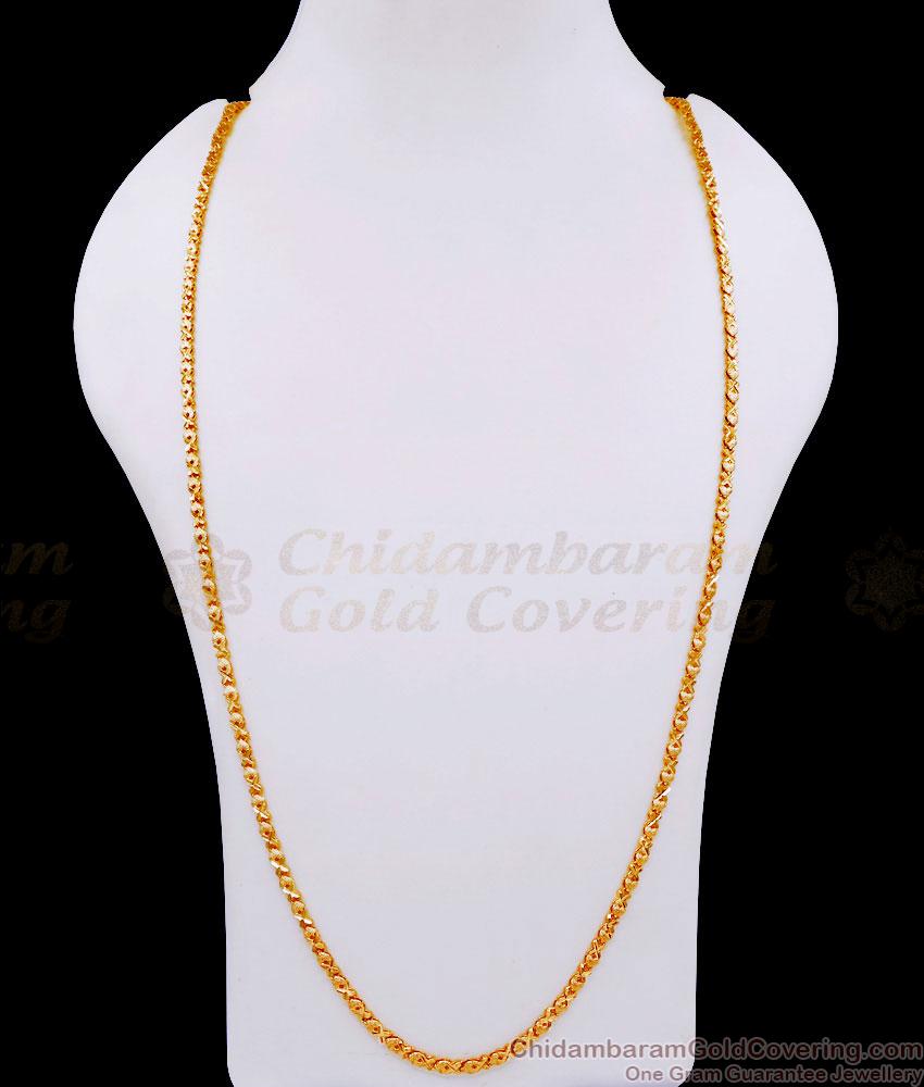 CHRT93-Lg 30 Inch Long Pure Gold Tone Chain Fish Charms Design