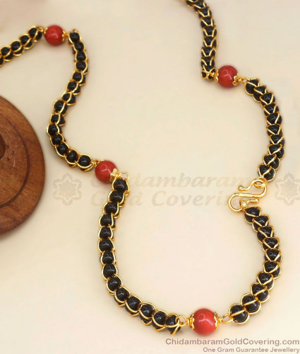 Red beads hot sale gold chain