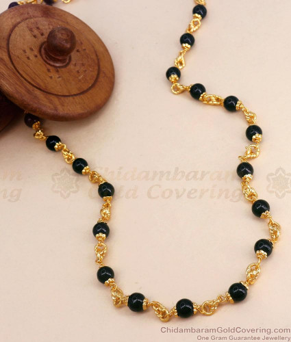 Black beads gold chain online deals shopping