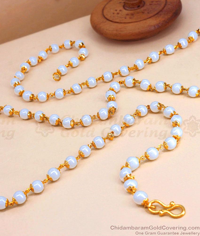 CKMN156-LG 30 Inch Long One Gram Gold Muthu Malai Pearl Chain For Regular Use