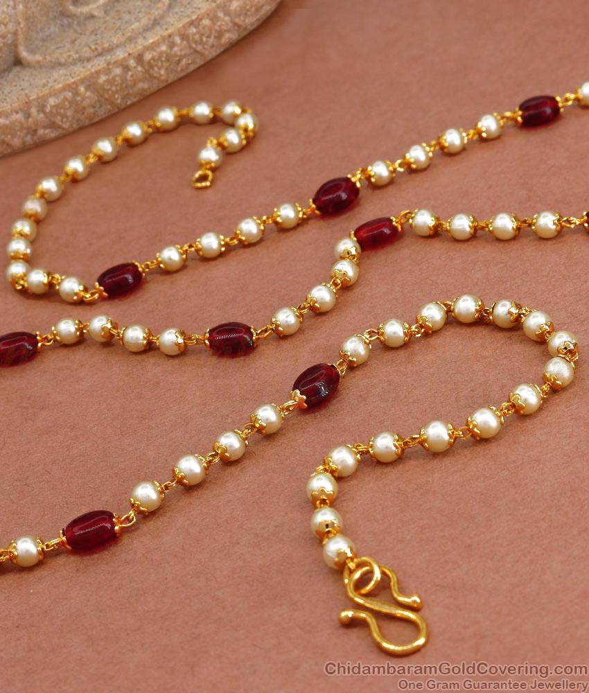 CKMN160 New Model Pearl Chain Women Muthu Mala Collections