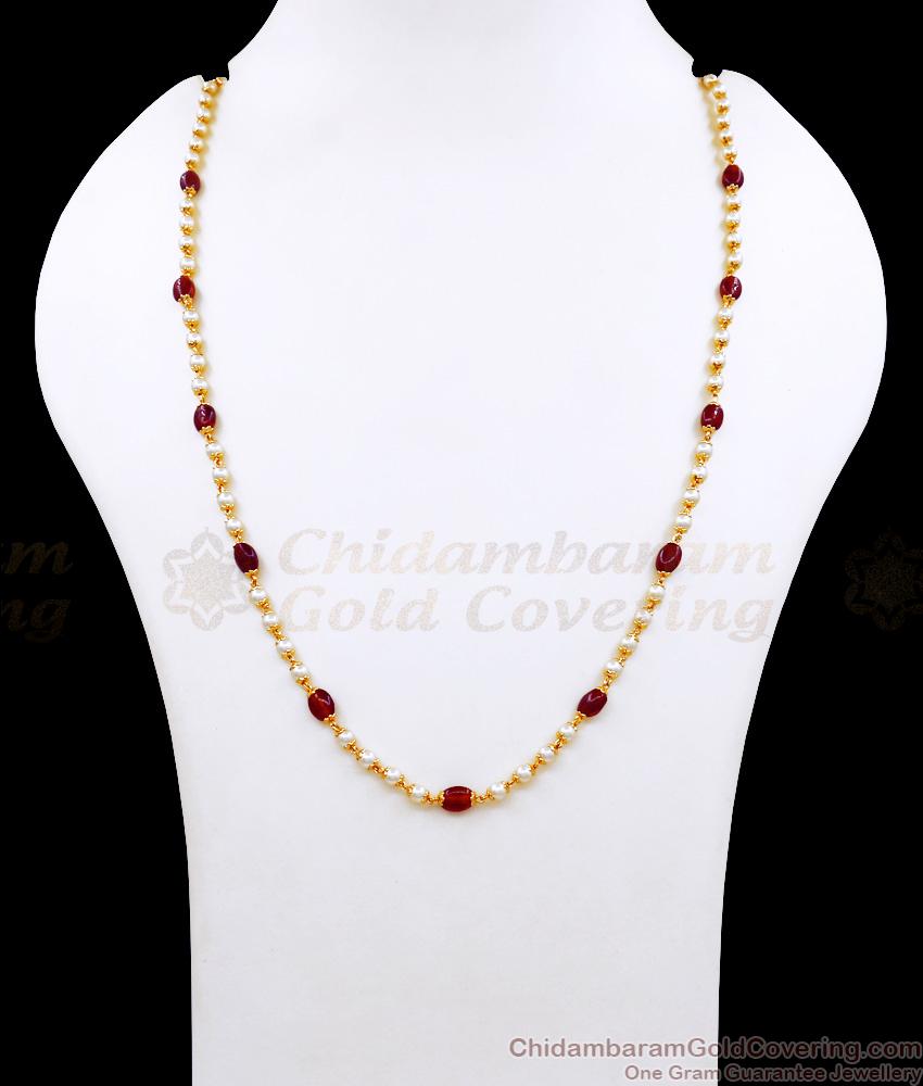 CKMN160 New Model Pearl Chain Women Muthu Mala Collections