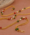 CKMN162 Two Line Gold Chain Coral And Pearl Stone Design