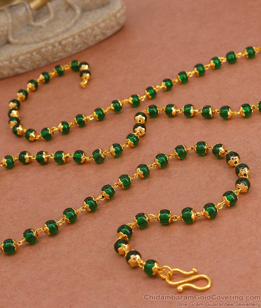 CKMN165 Single Line Gold Imitation Emerald Stone Mala Shop Online