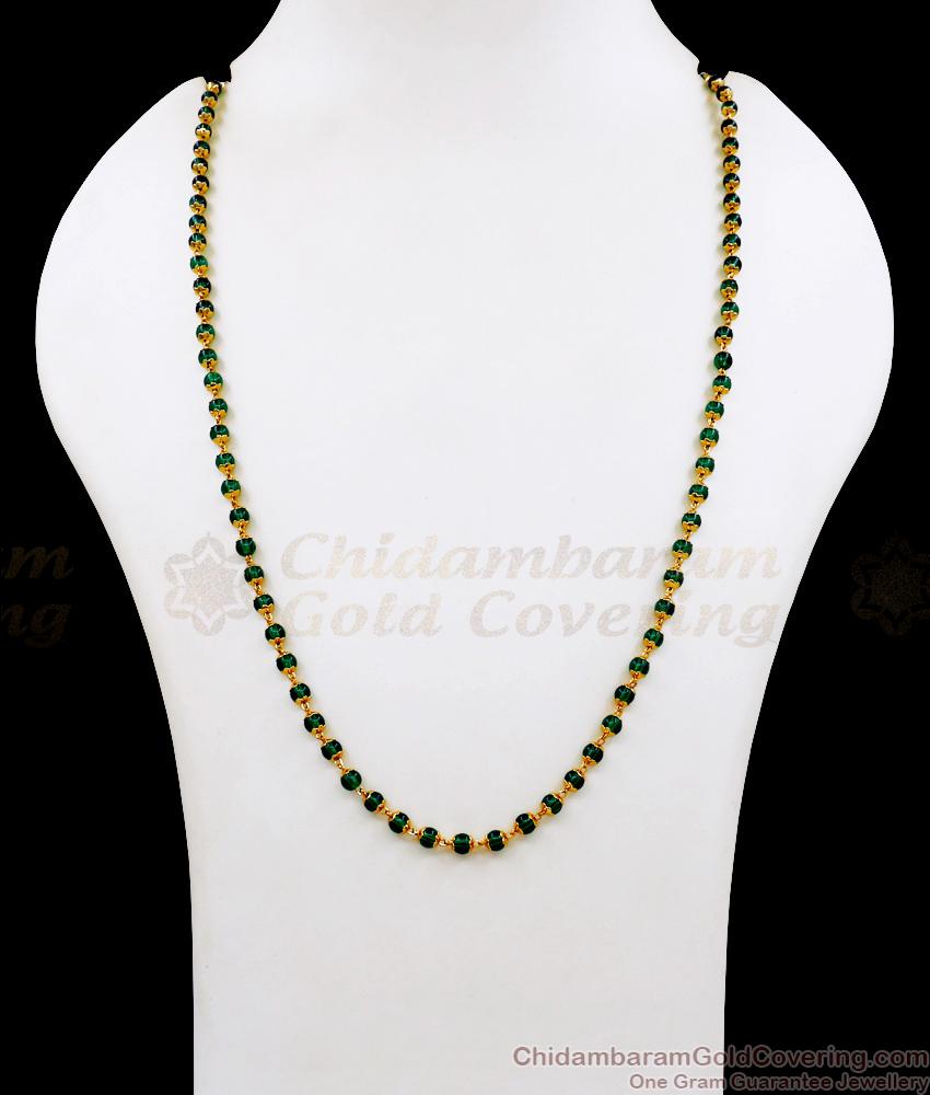 CKMN165 Single Line Gold Imitation Emerald Stone Mala Shop Online