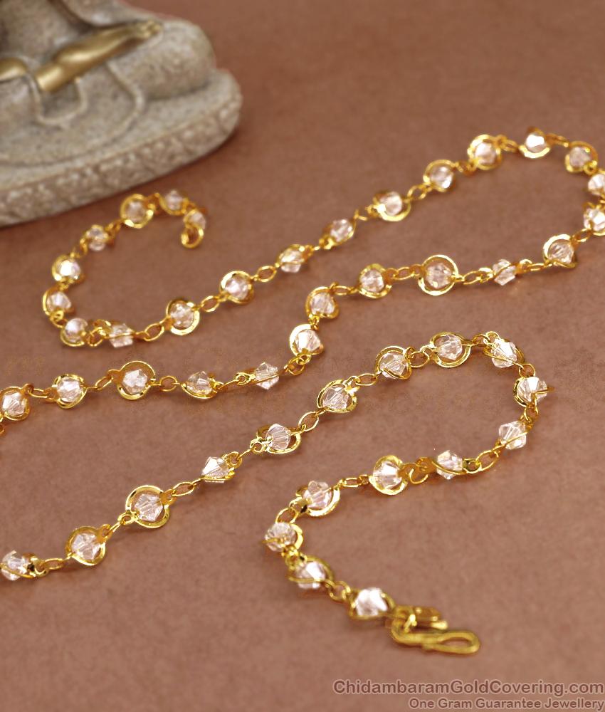 CKMN176 24 Inch White Stone Crystals Gold Plated Chain Online