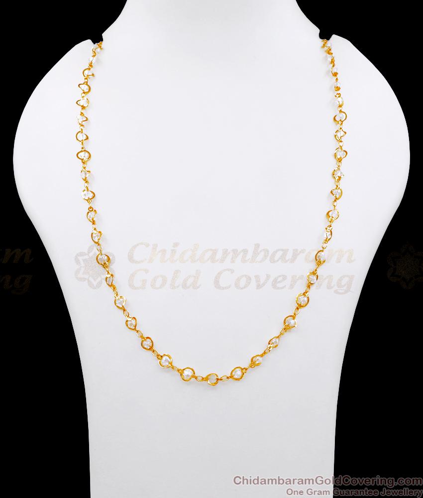 CKMN176 24 Inch White Stone Crystals Gold Plated Chain Online