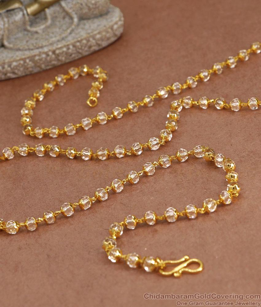 CKMN177 Small White Crystals Gold Chain Daily Wear Collections