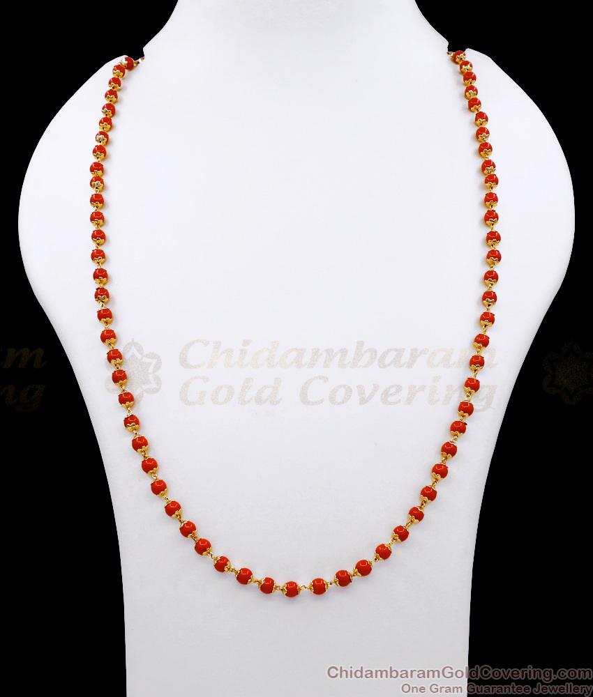 CKMN179 Traditional Red Coral Beads Gold Plated Chain At Affordable Price