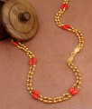 CKMN181 Retta Vadam Beads Chain With Red Coral Stone Gold Imitation Jewelry