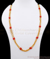 CKMN181 Retta Vadam Beads Chain With Red Coral Stone Gold Imitation Jewelry