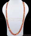 CKMN185-Lg 30 inch Long Latest One Gram Gold Red Coral Beads Chain 2 Line Design