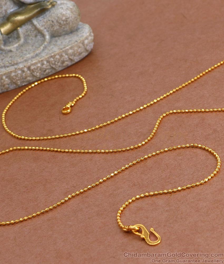 CKMN188 Plain Gold Plated Chain Tiny Golden Beads Design For Daily Use