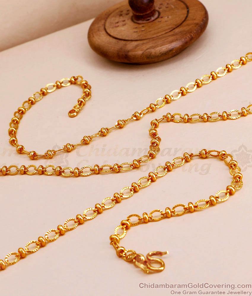 CKMN204-Lg 30 Inch Long Light Weight Gold Designer Chain For Ladies