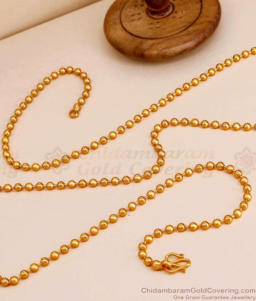 CKMN205-Lg 30 Inch Long Small Golden Beads Chain For Everyday Wear