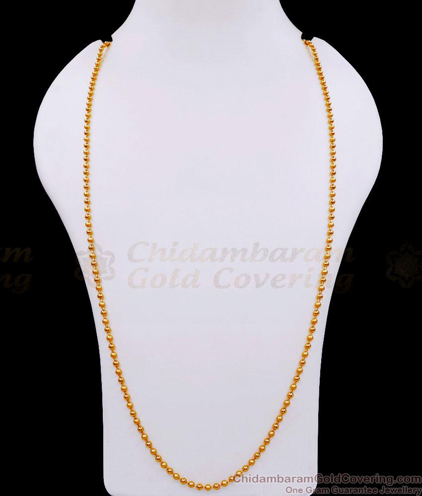 CKMN205-Lg 30 Inch Long Small Golden Beads Chain For Everyday Wear