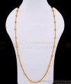 CKMN206-Lg 30 Inch Long Aesthetic Spiral Design Gold Plated Chain With Shiny Beads For Women