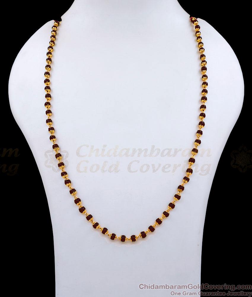 CKMN207 Traditional Black Beaded 1 Gram Gold Chain For Daily Use