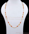 CKMN208 New Arrival Gold Finish Pearl Chain With Red Coral Stone