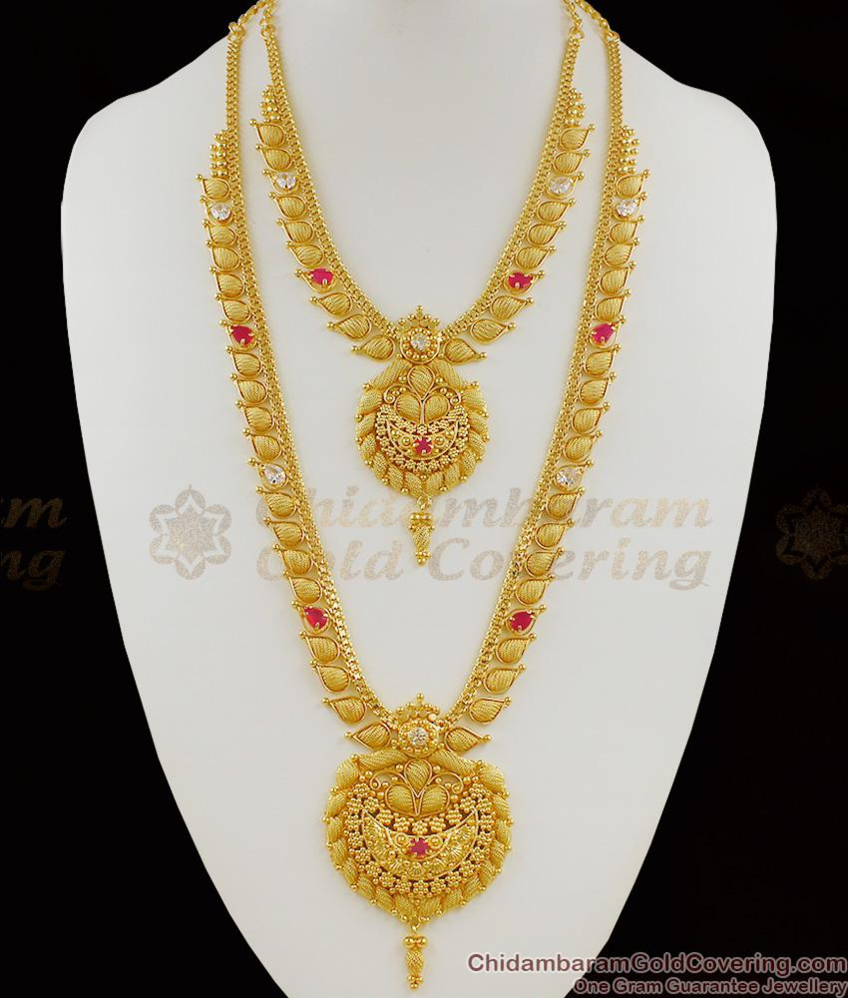 Majestic and Beautiful Grand Multi Stone Work Necklace Haram Combo Set ...