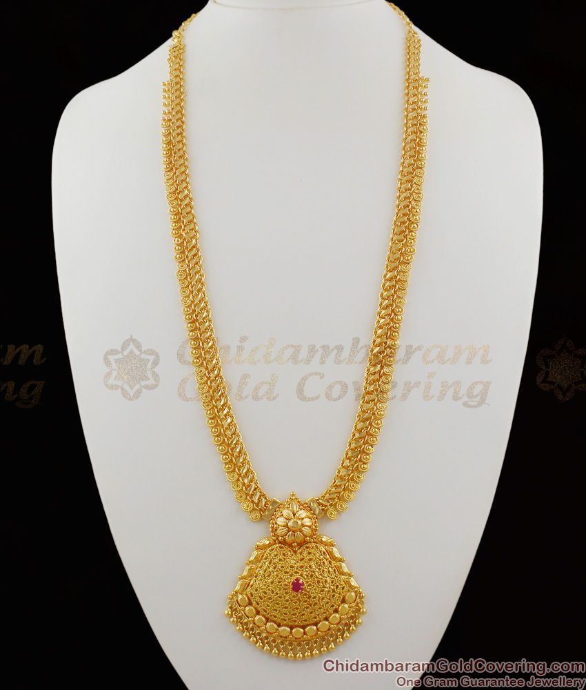 Long Bridal Collection Gold Plated Dollar Thick Haram Jewelry For Marriage HR1092