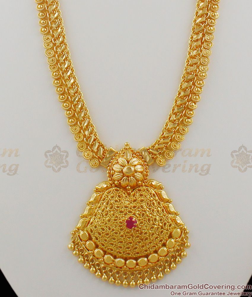 Long Bridal Collection Gold Plated Dollar Thick Haram Jewelry For Marriage HR1092