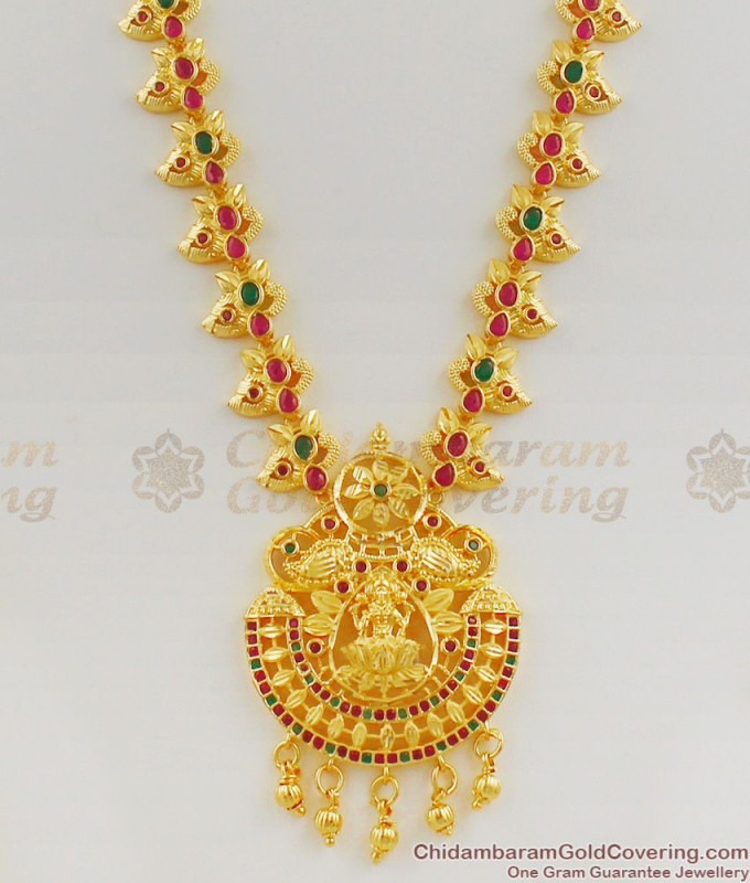 Kasu Malai, Ruby Stone Gold Plated Aaram, American Diamond Aaram ...