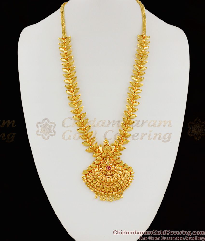 Delightful Bridal Design Gold Plated Single Ruby Stone Haram New Collections HR1140