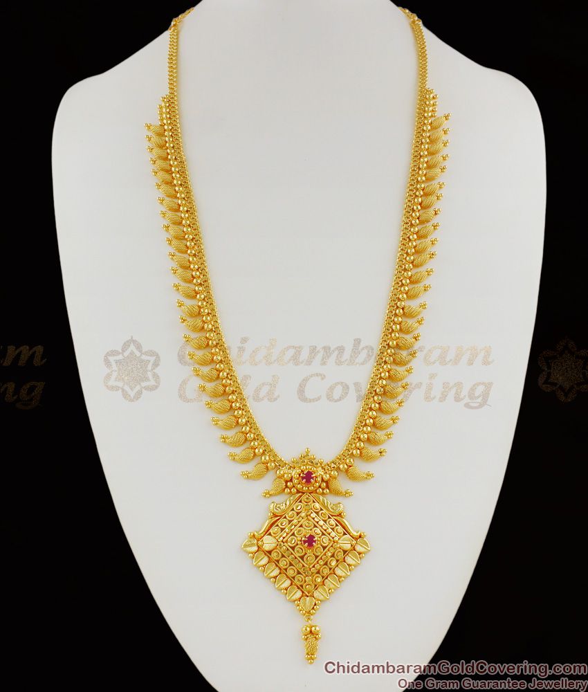 Premium Gold Pattern Ruby Stone Dollar Bridal Haram Collection Latest Design HR1142