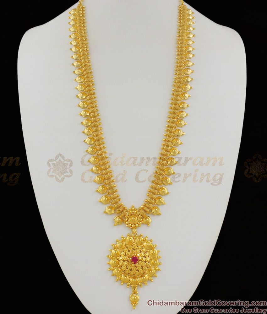 Innovative Dollar Design Gold Plated Bridal Haram With Ruby Stone Buy Online HR1159