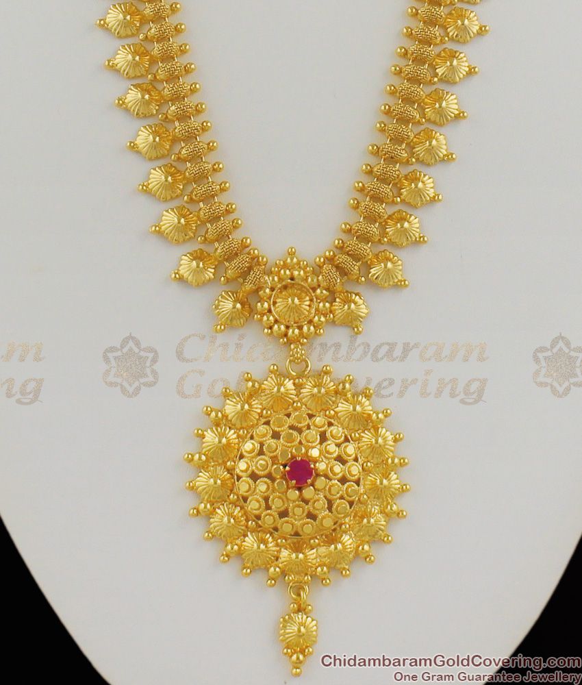 Innovative Dollar Design Gold Plated Bridal Haram With Ruby Stone Buy Online HR1159